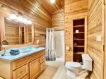 Master ensuite bathroom with separate shower